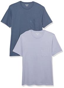 Men's Cotton Crewneck T-Shirts 2-Pack, Washed Blue/Lavender