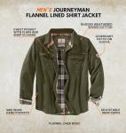 Men's Flannel Lined Shacket, Water-Resistant, Dark Army