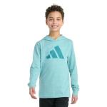 Adidas Boys Long Sleeve Hooded Tee - Powder Teal