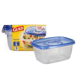Glad Deep Dish Food Storage Containers, 64 Ounce