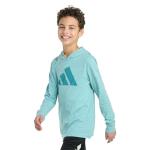 Adidas Boys Long Sleeve Hooded Tee - Powder Teal