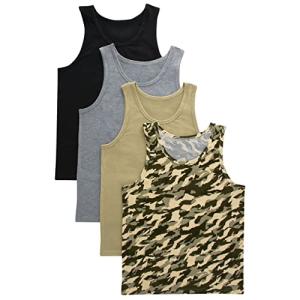 Hanes Boys' Tank Undershirts, 4-Pack Assorted