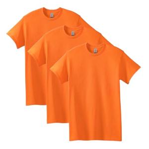 Gildan Men's Heavy Cotton T-Shirt 3-Pack, Safety Orange