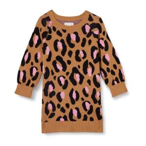 Girls' Camel Leopard Sweater Dress by Amazon Essentials