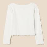 Girls' Ivory Long-Sleeve Cropped Rib Top