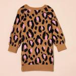 Girls' Camel Leopard Sweater Dress by Amazon Essentials