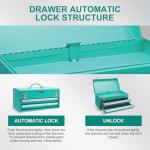 Amazon Basics Steel Tool Box with Drawers, Turquoise