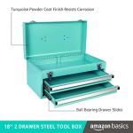 Amazon Basics Steel Tool Box with Drawers, Turquoise