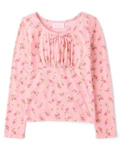 Girls' Casual Long Sleeve Knit Shirt - Pink