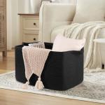 Extra Large Woven Blanket Storage Basket – Black