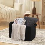 Extra Large Woven Blanket Storage Basket – Black