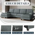 Meilocar U-Shaped Sectional Sofa with Chaise