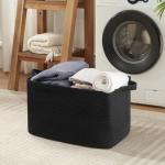 Extra Large Woven Blanket Storage Basket – Black