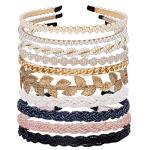 LYroo No-Slip Pearl Beaded Headbands 10 Pack