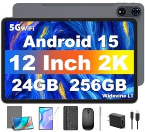 12" Android Tablet with Keyboard and 256GB Storage
