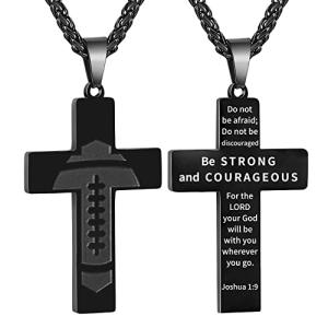 Men's Black Football Cross Necklace, Great Gift Idea