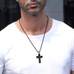 Men's Black Football Cross Necklace, Great Gift Idea