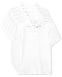 Boys' Short Sleeve Polo Shirts 5-Pack, White