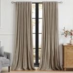 Taupe 108-Inch Velvet Blackout Curtains, 2 Panels