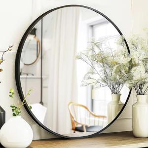 Sunniry 24-Inch Black Round Wall Mirror