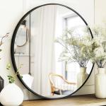 Sunniry 24-Inch Black Round Wall Mirror