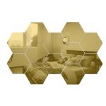 Hexagon Mirror Wall Stickers - 12PCS Decorative Tiles