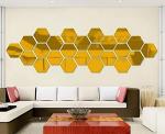 Hexagon Mirror Wall Stickers - 12PCS Decorative Tiles