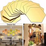 Hexagon Mirror Wall Stickers - 12PCS Decorative Tiles