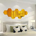 Hexagon Mirror Wall Stickers - 12PCS Decorative Tiles