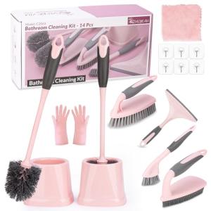 14-Piece Bathroom Cleaning Tools Set, Pink