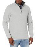 Men's Light Grey Quarter-Zip Rib Sweater
