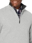 Men's Light Grey Quarter-Zip Rib Sweater