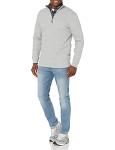 Men's Light Grey Quarter-Zip Rib Sweater