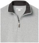 Men's Light Grey Quarter-Zip Rib Sweater