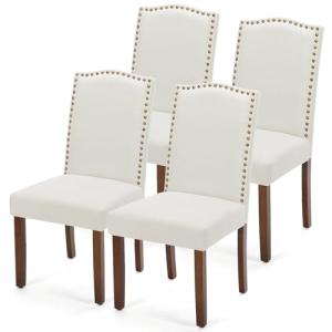 DUMOS Set of 4 Modern Dining Chairs, Beige