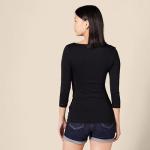 Slim-Fit 3/4 Sleeve Boat Neck Tee - Black