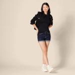 Slim-Fit 3/4 Sleeve Boat Neck Tee - Black