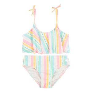 Hurley Girls' Flounce Bikini Set, Pale Ivory Stripes