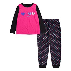 Hurley Girls' Black and Pink Heart Pajama Set