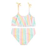 Hurley Girls' Flounce Bikini Set, Pale Ivory Stripes