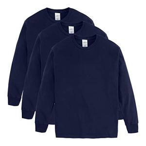 Hanes Boys Navy Long Sleeve T-Shirt 3-Pack