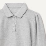 Girls' Long Sleeve Polo Shirt - Light Grey Heather
