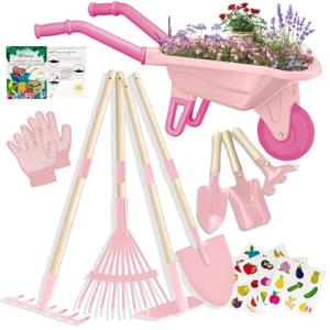Kids Gardening Tools Set with Wheelbarrow for Fun