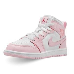 Jordan 1 Mid Kids' Shoes - Pink Foam/Fire Red