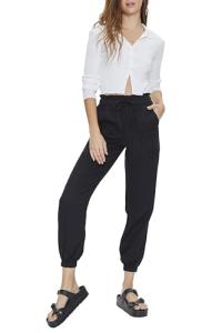 Black Drawstring Paperbag Joggers - Large