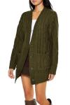Forever 21 Women's Chunky Knit Cardigan - Olivine Green