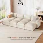 Beige Modular Sectional Couch with Cup Holders