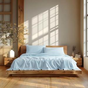 Soft Cotton Flannel Queen Sheet Set - Sky Blue
