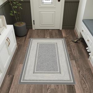 Ottomanson 3'3" x 5' Light Gray Non-Slip Rug