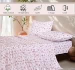 RUVANTI 100% Cotton Queen Sheets Set, Floral Design